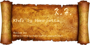 Khély Henrietta névjegykártya