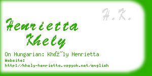 henrietta khely business card